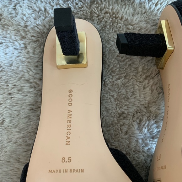 NEW Good American Terry Kickstand Black Low Heel Slides Sandals Womens 8.5 - Picture 9 of 10